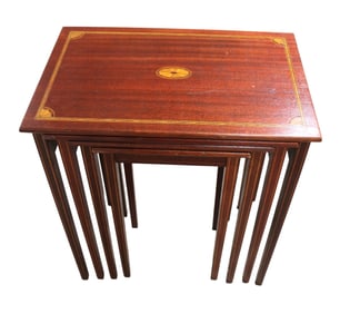Set 4 Semi Antique Inlaid Nesting Tables
