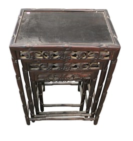 Set 4 Antique Hardwood Graduating Nesting Tables