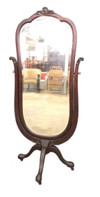 Antique Bevel Glass Mahog Cheval Dressing Mirror