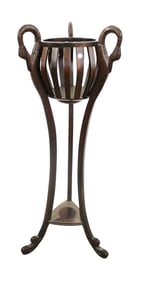 Mahogany Swan Head Basket Pedestal Plant Stand