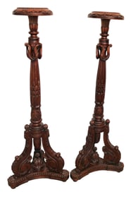 Pair Highly Carved and Ornate Pedestal Stands
