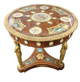 French Style Bronze Mounted Figural Center Table