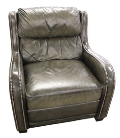 Contemporary Green Leather Power Recliner