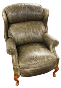 Hancock & Moore Green Leather Recliner
