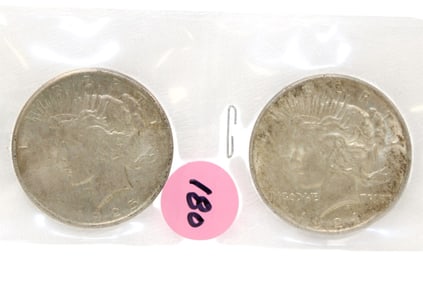 2 US Peace Silver Dollars: 1925 and 1924