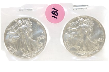 2 US Silver Eagle Dollars: 1989