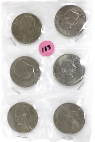 6 US Eisenhower Silver Dollars: 1972