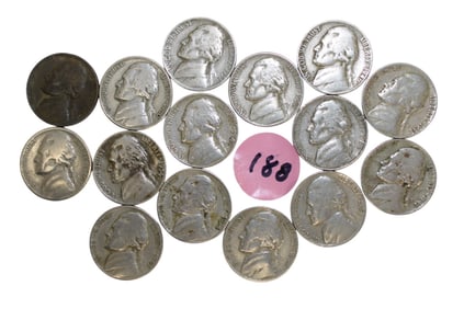 15 US Jefferson Nickels, various dates