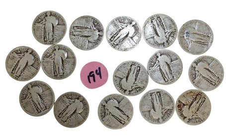 15 US Standing Liberty Quarters, various dates