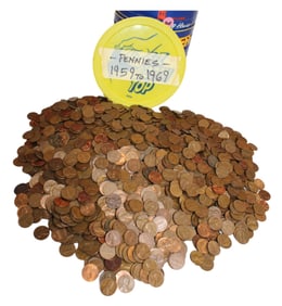500+ US Pennies, various dates 1959 - 1969
