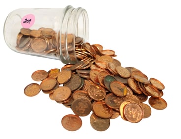 Jar with copper penny size Mandrake's Magical Coins