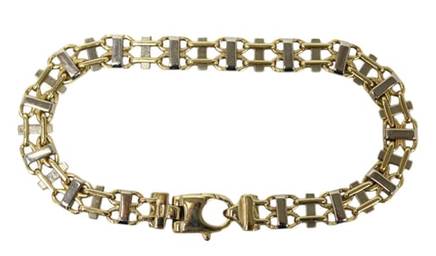 14kt solid white & yellow gold 9.5" bracelet 23.1 dwt