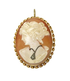 14kt gold wrapped Victorian cameo pendant brooch