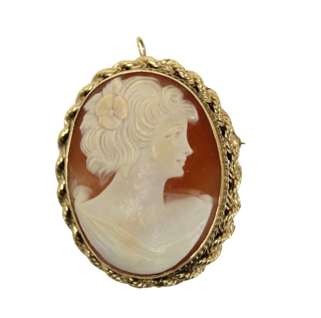 14kt gold wrapped Victorian cameo pendant brooch (1 of 5)