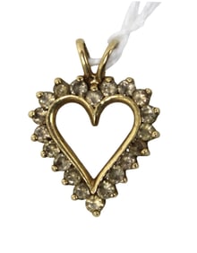 14kt yellow gold and diamond heart shape pendant
