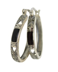 Sterling Art Deco Style Earrings 1.5" diameter
