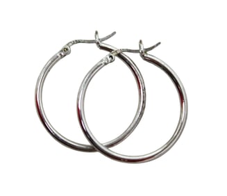 Sterling Hoop Earrings 1" diameter