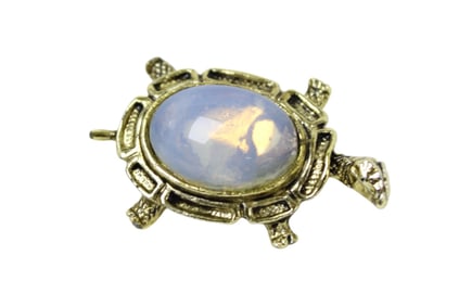 Vintage Turtle Mood Stone Brooch 1"