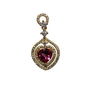 Pink topaz & white sapphire 14kt over s/s pendant