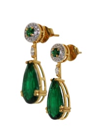 Emerald & Diamond earrings 14kt gold over sterling