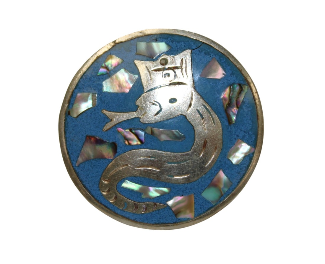 Vintage mexican alpaca silver pendant brooch (1 of 5)