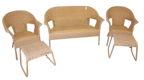 5 piece natural resin wicker patio set
