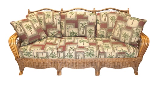 Braxton Culler bamboo and wicker 3 cushion sofa