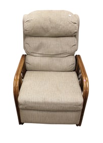 Quality rattan and upholstered recliner