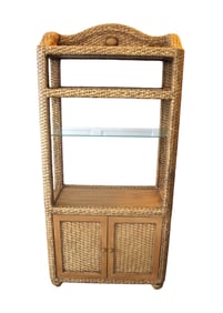 Natural finish resin wicker open shelf bookcase