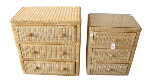 2 wicker 3 drawer chests in the natural finish