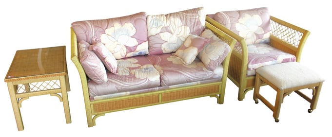 Vintage Henry Link 4pc wicker living room lounge set