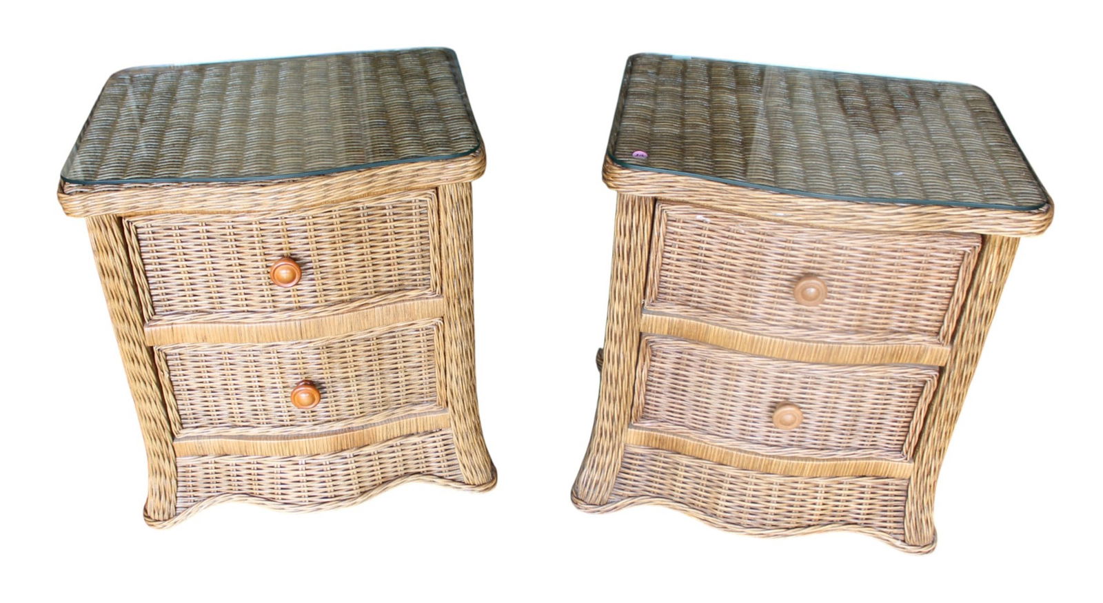 Quality wicker nightstands in the with glass tops (1 of 5)