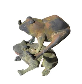 Vintage cast iron leaping frogs garden sculpture