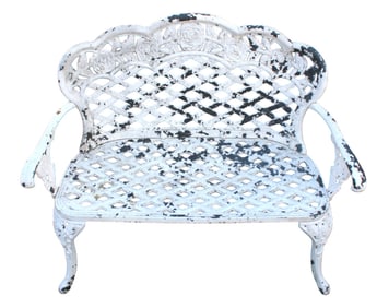 Vintage cast aluminum ornate garden bench