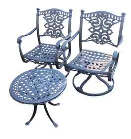 3pc Fortune Off  patio set, pair swivel rockers & table