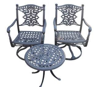 3pc Fortune Off  patio set, pair swivel rockers & table