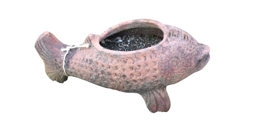 Vintage terracotta koi fish bowl patio planter