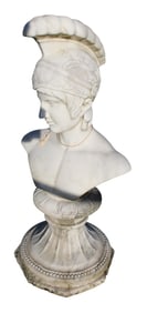 Vintage italian marble Roman Solider on pedestal