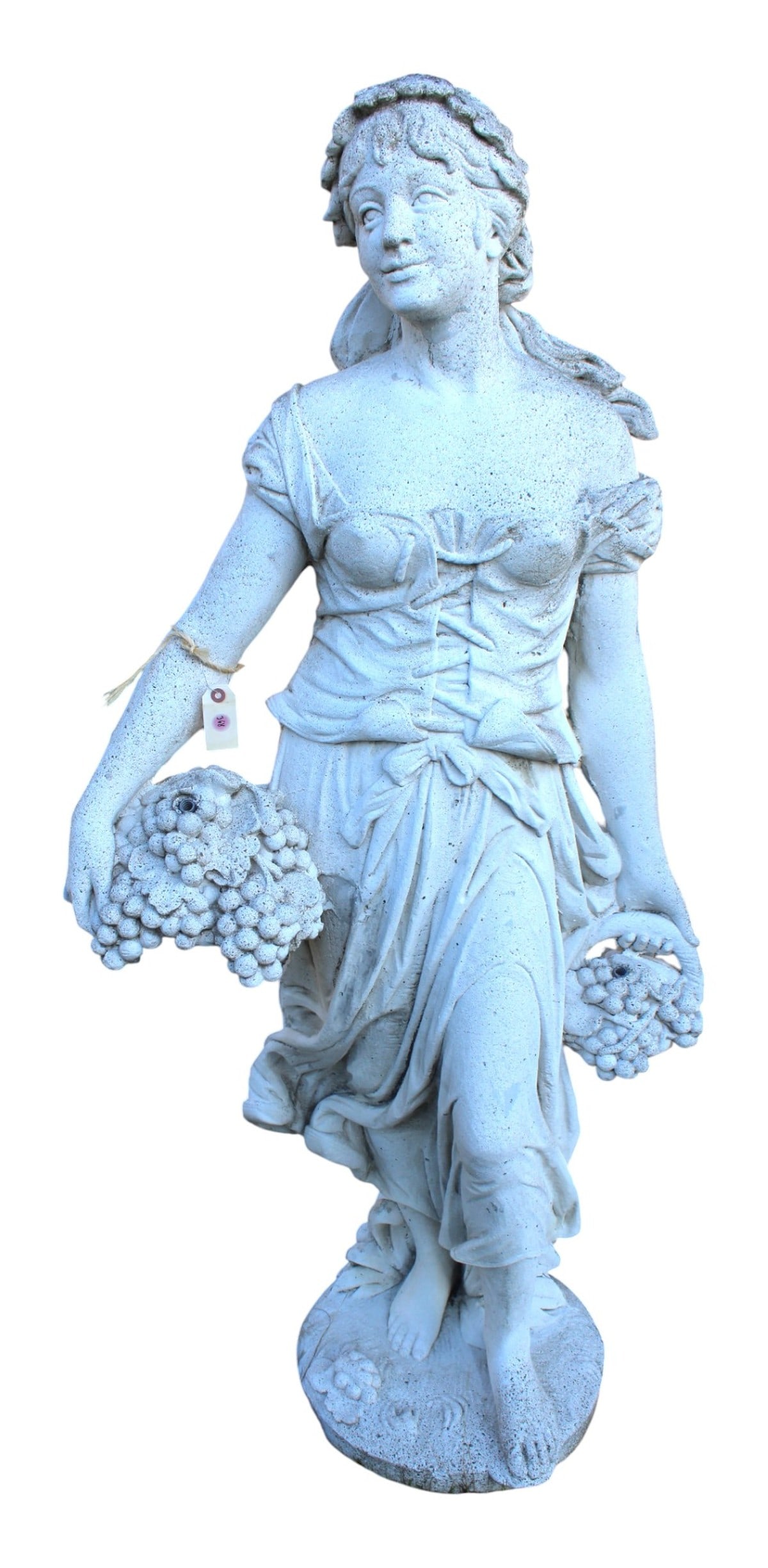 Vintage cast stone woman statue with pedestal (1 of 7)