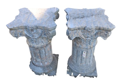Vintage pair of 3-part granite Corinthian columns