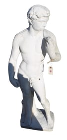 Vintage cast stone statue of nude man