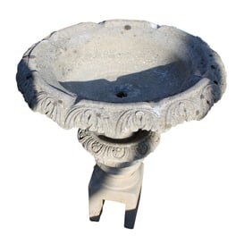 Vintage 2 part cast stone bird bath