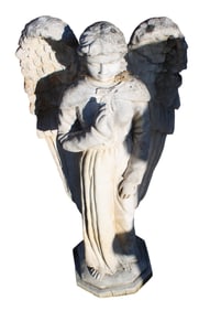 Vintage cast stone garden angel