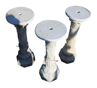 3pcs vintage cast stone pedestals musical angels