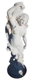 Vintage cast stone garden statue of lady