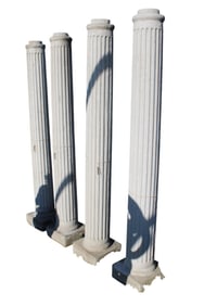 4 Vintage 7.25' tall cast stone fluted 10" columns