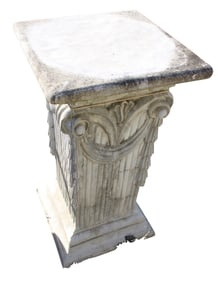 Vintage cast stone square pedestal