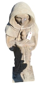 Antique cast stone monk