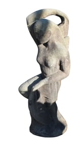 Antique cast stone statue of woman