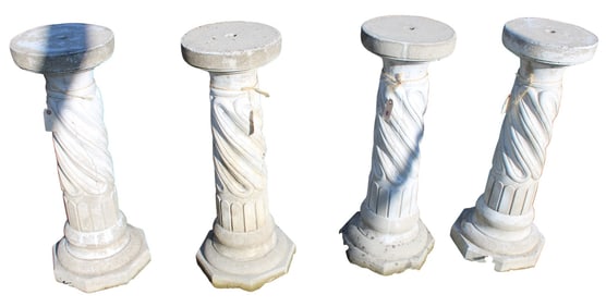 4 vintage cast stone pedestals